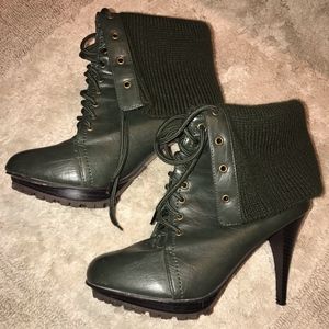 Army green stiletto Bumper Boots 8